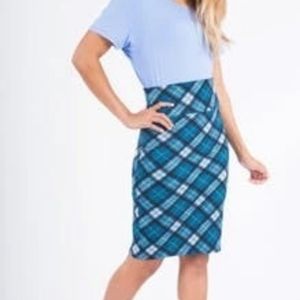 Blue plaid pencil Skirt